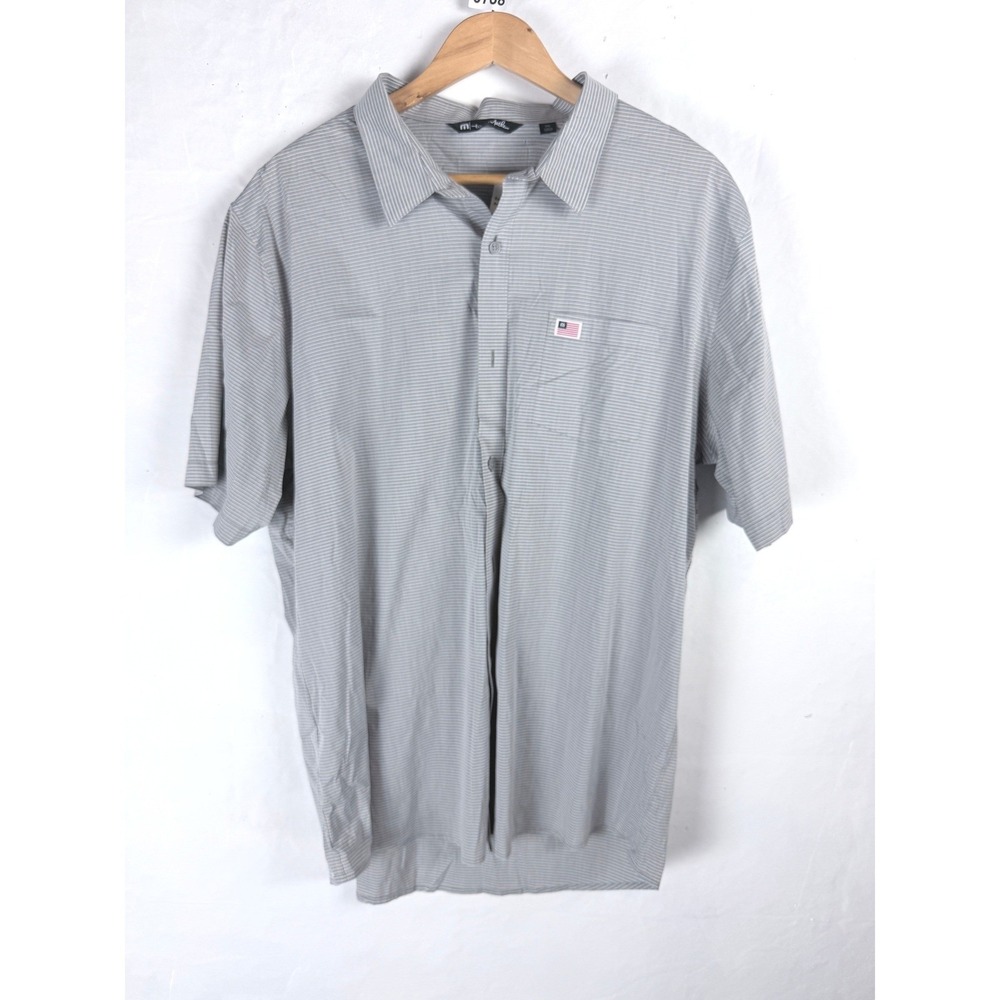 2/$30 Travis Mathew Grey Striped Button Down Shirt XXL